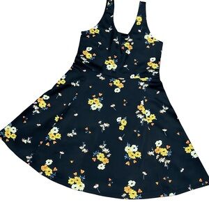 H&M Black Dress with Yellow Floral Pattern